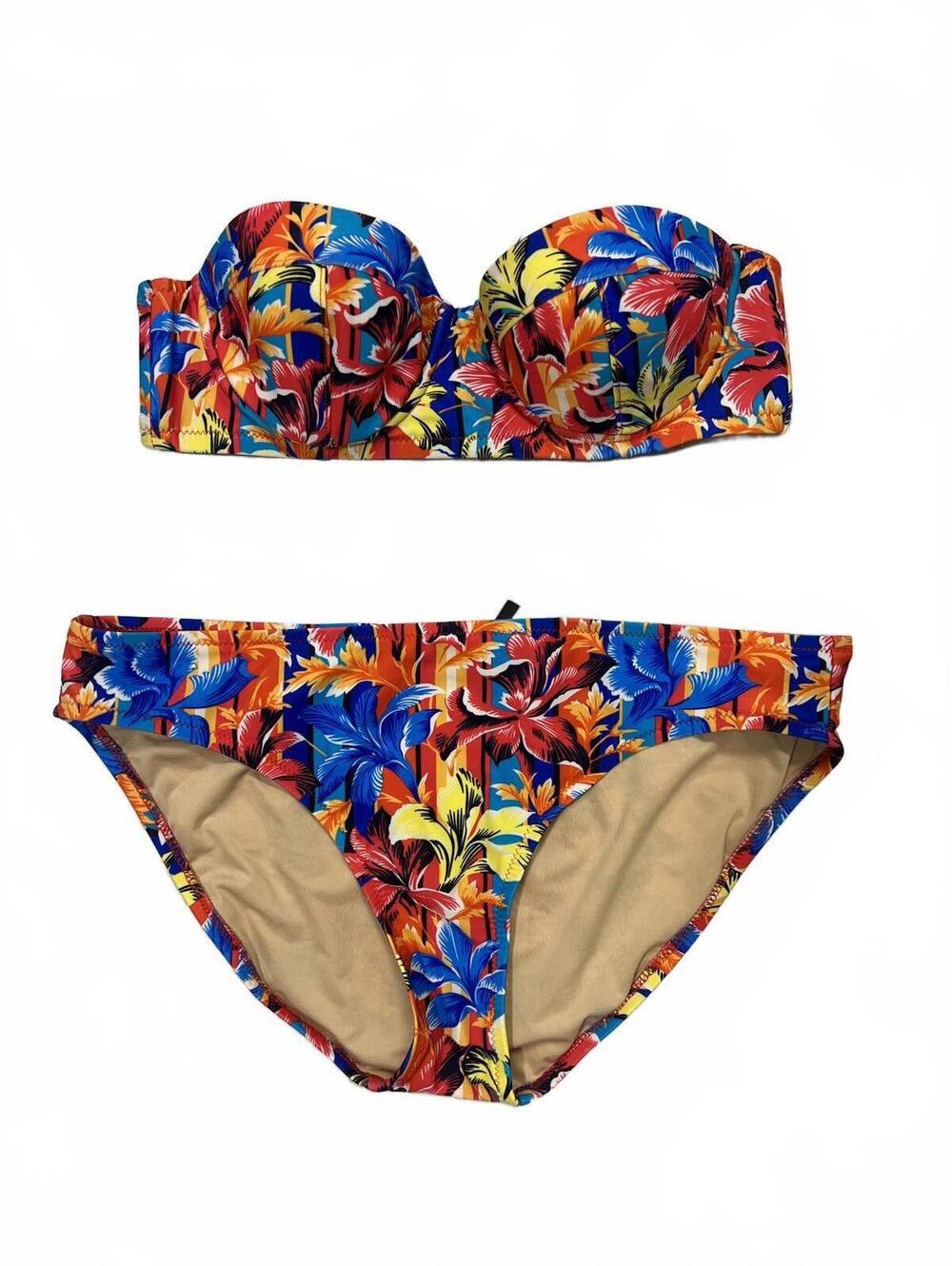 J.‎ Crew Balconette Bikini, Low Waist Bottom, Tropical Island Y2K Made in USA
